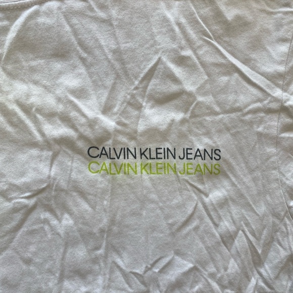 Mens white print Calvin Klein tshirt size M - Picture 3 of 4